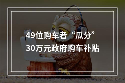 49位购车者“瓜分”30万元政府购车补贴