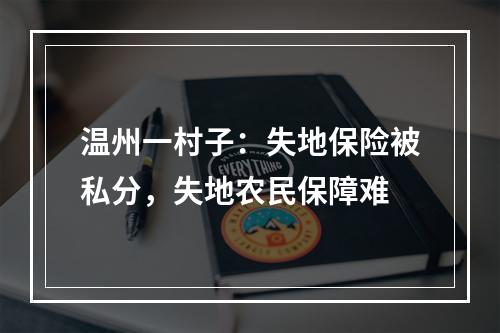 温州一村子：失地保险被私分，失地农民保障难