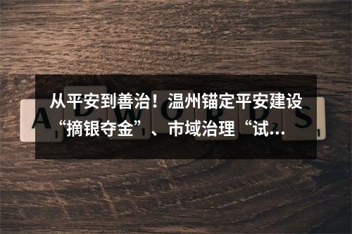从平安到善治！温州锚定平安建设“摘银夺金”、市域治理“试点示范”两大目标
