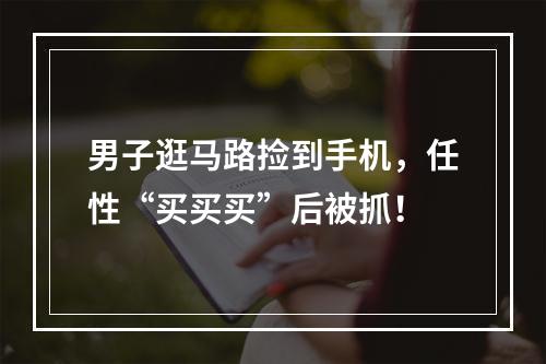 男子逛马路捡到手机，任性“买买买”后被抓！