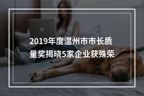 2019年度温州市市长质量奖揭晓5家企业获殊荣