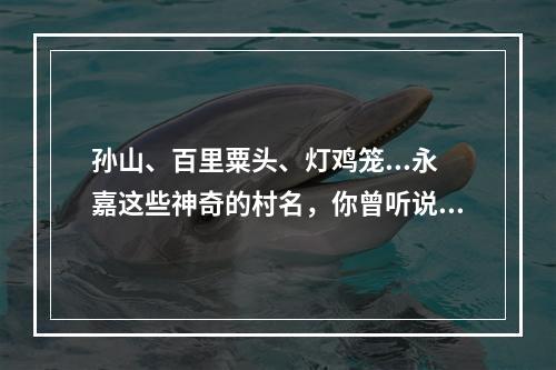 孙山、百里粟头、灯鸡笼...永嘉这些神奇的村名，你曾听说过吗？