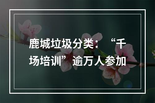鹿城垃圾分类：“千场培训”逾万人参加