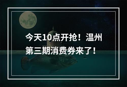 今天10点开抢！温州第三期消费券来了！