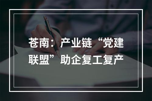 苍南：产业链“党建联盟”助企复工复产