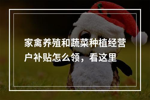 家禽养殖和蔬菜种植经营户补贴怎么领，看这里