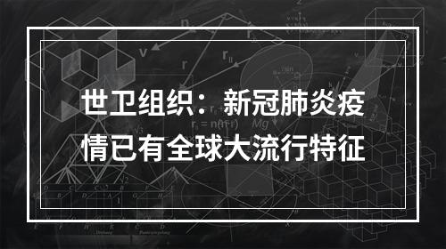 世卫组织：新冠肺炎疫情已有全球大流行特征