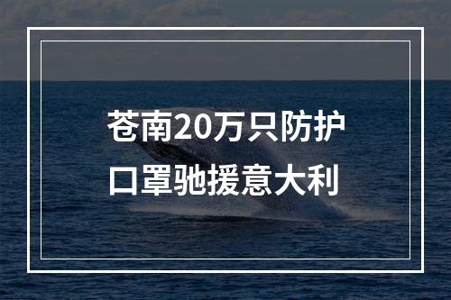 苍南20万只防护口罩驰援意大利