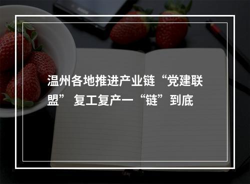 温州各地推进产业链“党建联盟” 复工复产一“链”到底
