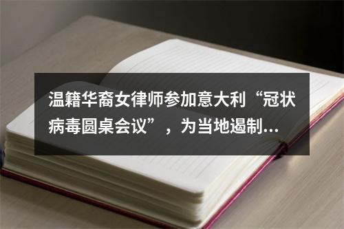 温籍华裔女律师参加意大利“冠状病毒圆桌会议”，为当地遏制疫情提建议