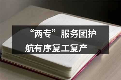 “两专”服务团护航有序复工复产