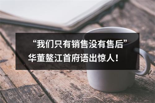 “我们只有销售没有售后”华董鳌江首府语出惊人！