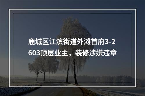 鹿城区江滨街道外滩首府3-2603顶层业主，装修涉嫌违章