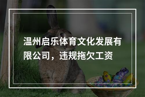 温州启乐体育文化发展有限公司，违规拖欠工资