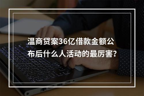 温商贷案36亿借款金额公布后什么人活动的最厉害？