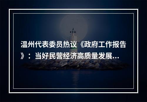 温州代表委员热议《政府工作报告》：当好民营经济高质量发展“探路者”