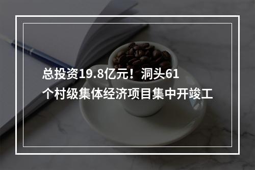 总投资19.8亿元！洞头61个村级集体经济项目集中开竣工