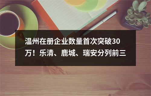 温州在册企业数量首次突破30万！乐清、鹿城、瑞安分列前三