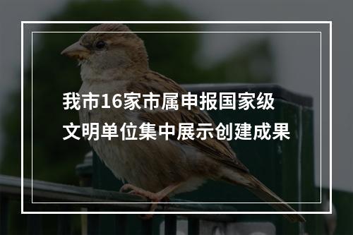 我市16家市属申报国家级文明单位集中展示创建成果