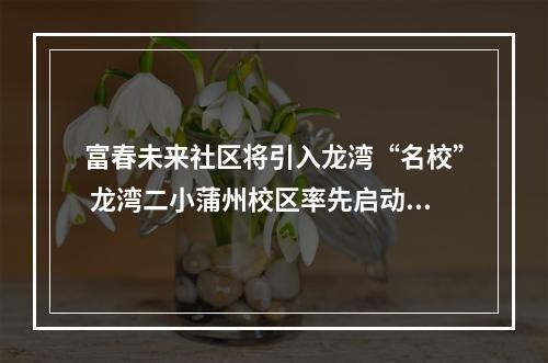 富春未来社区将引入龙湾“名校” 龙湾二小蒲州校区率先启动建设