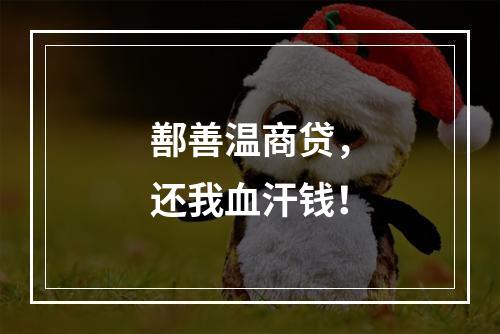 鄯善温商贷，还我血汗钱！
