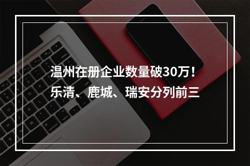 温州在册企业数量破30万！乐清、鹿城、瑞安分列前三