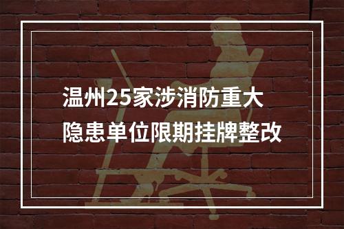 温州25家涉消防重大隐患单位限期挂牌整改
