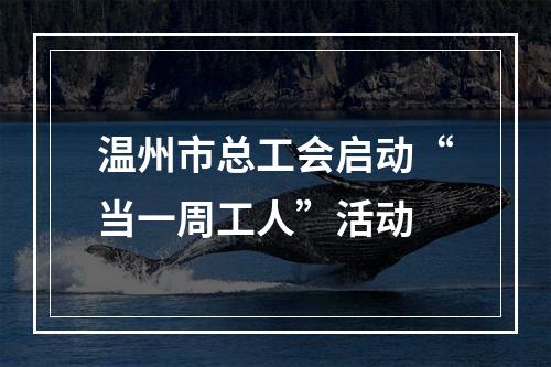 温州市总工会启动“当一周工人”活动