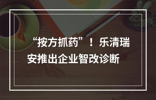 “按方抓药”！乐清瑞安推出企业智改诊断