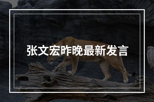 张文宏昨晚最新发言