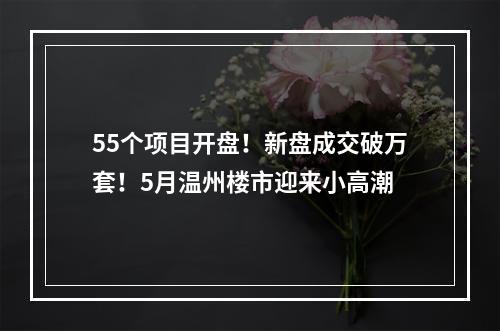 55个项目开盘！新盘成交破万套！5月温州楼市迎来小高潮