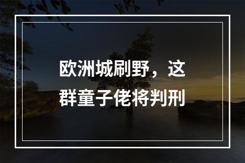 欧洲城刷野，这群童子佬将判刑