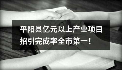 平阳县亿元以上产业项目招引完成率全市第一！