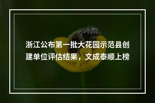浙江公布第一批大花园示范县创建单位评估结果，文成泰顺上榜