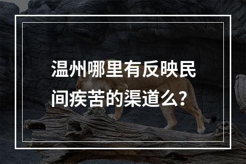 温州哪里有反映民间疾苦的渠道么？