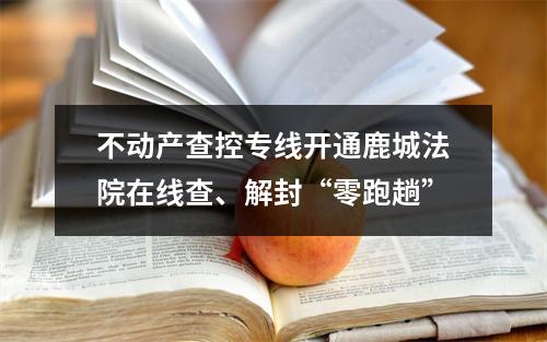 不动产查控专线开通鹿城法院在线查、解封“零跑趟”