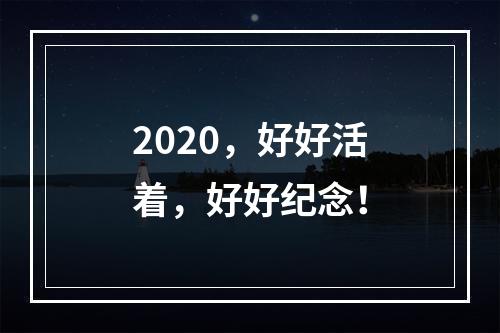 2020，好好活着，好好纪念！