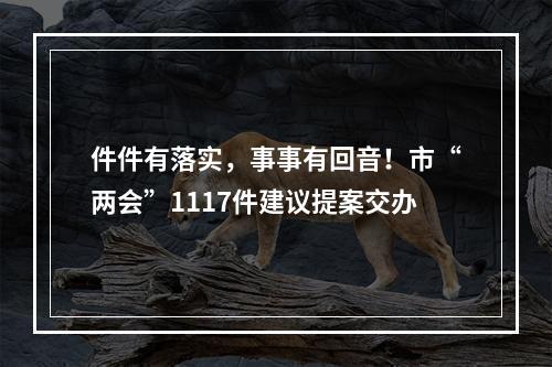 件件有落实，事事有回音！市“两会”1117件建议提案交办