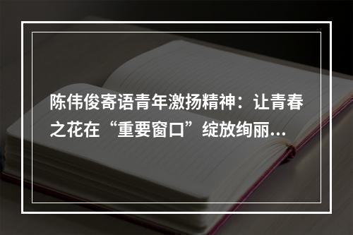 陈伟俊寄语青年激扬精神：让青春之花在“重要窗口”绽放绚丽光彩