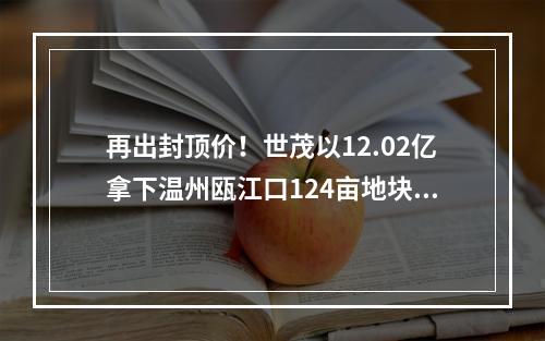 再出封顶价！世茂以12.02亿拿下温州瓯江口124亩地块，会是下一个年度红盘吗 ...
