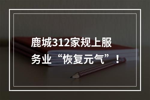 鹿城312家规上服务业“恢复元气”！