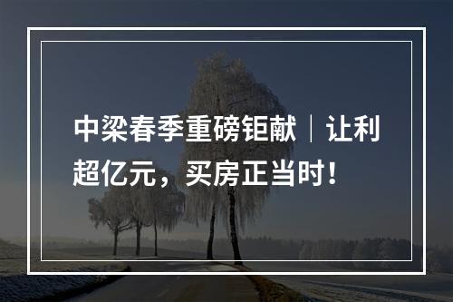 中梁春季重磅钜献｜让利超亿元，买房正当时！