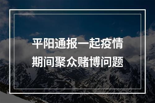 平阳通报一起疫情期间聚众赌博问题