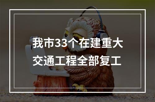 我市33个在建重大交通工程全部复工