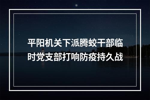 平阳机关下派腾蛟干部临时党支部打响防疫持久战