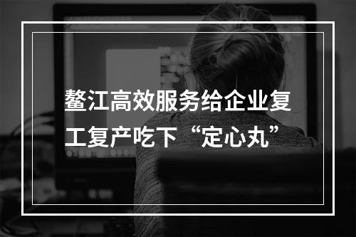 鳌江高效服务给企业复工复产吃下“定心丸”