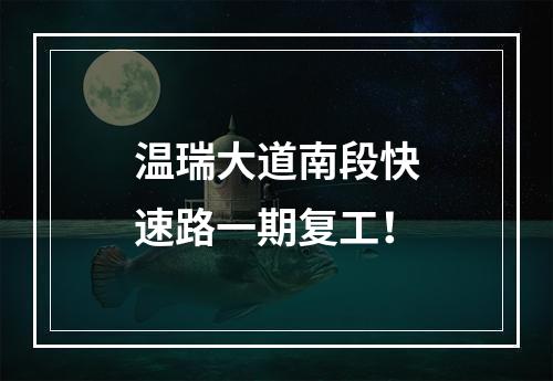 温瑞大道南段快速路一期复工！