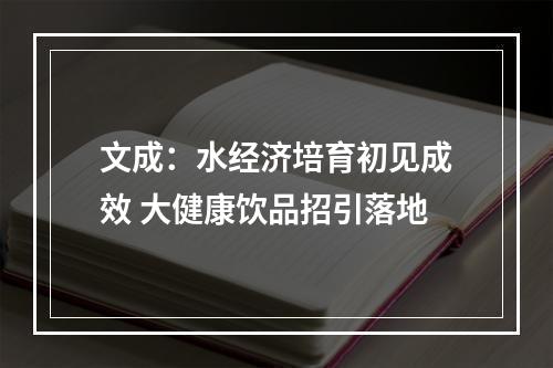文成：水经济培育初见成效 大健康饮品招引落地