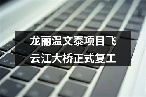 龙丽温文泰项目飞云江大桥正式复工