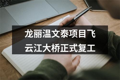 龙丽温文泰项目飞云江大桥正式复工